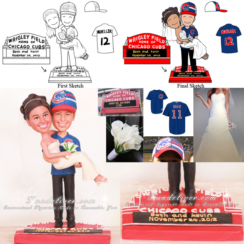  Couple Standing on Wrigley Field Marquee Sign Cake Toppers